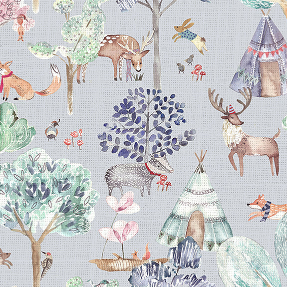 Voyage Maison Woodland Adventures Printed Cotton Fabric Lilac