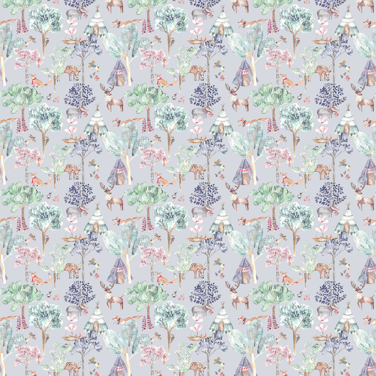 Voyage Maison Woodland Adventures Printed Cotton Fabric Lilac