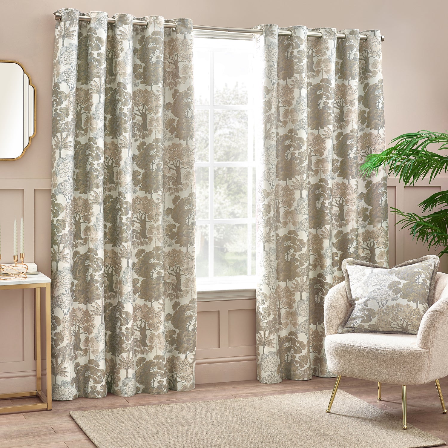 Wylder Nature Woodlands Floral Jacquard Filled Cushion 55cm x 55cm Natural