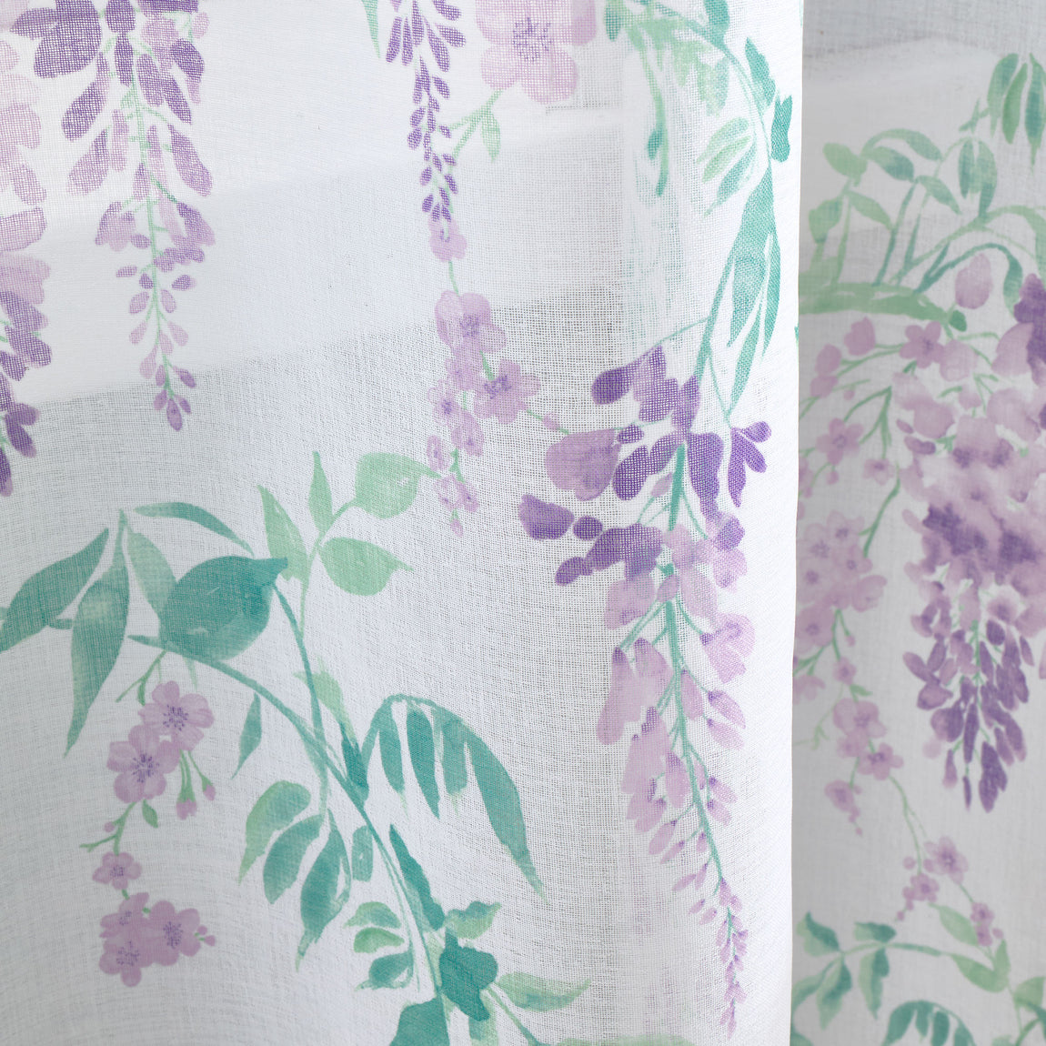 Dreams & Drapes Wisteria Floral Ready Made Single Voile Curtain Lilac