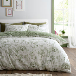 Fusion Woodland Toile Duvet Cover Bedding Set Green