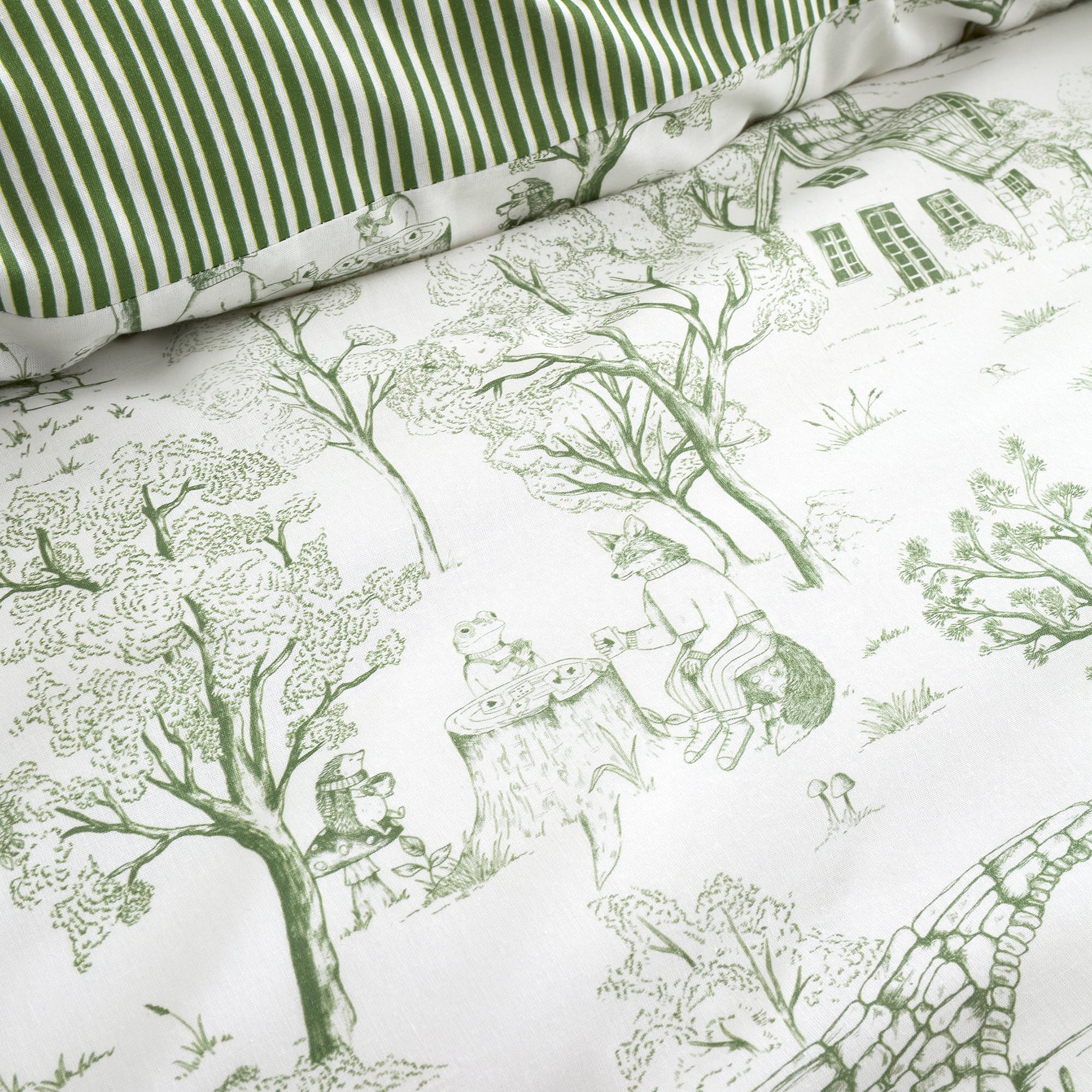 Fusion Woodland Toile Duvet Cover Bedding Set Green