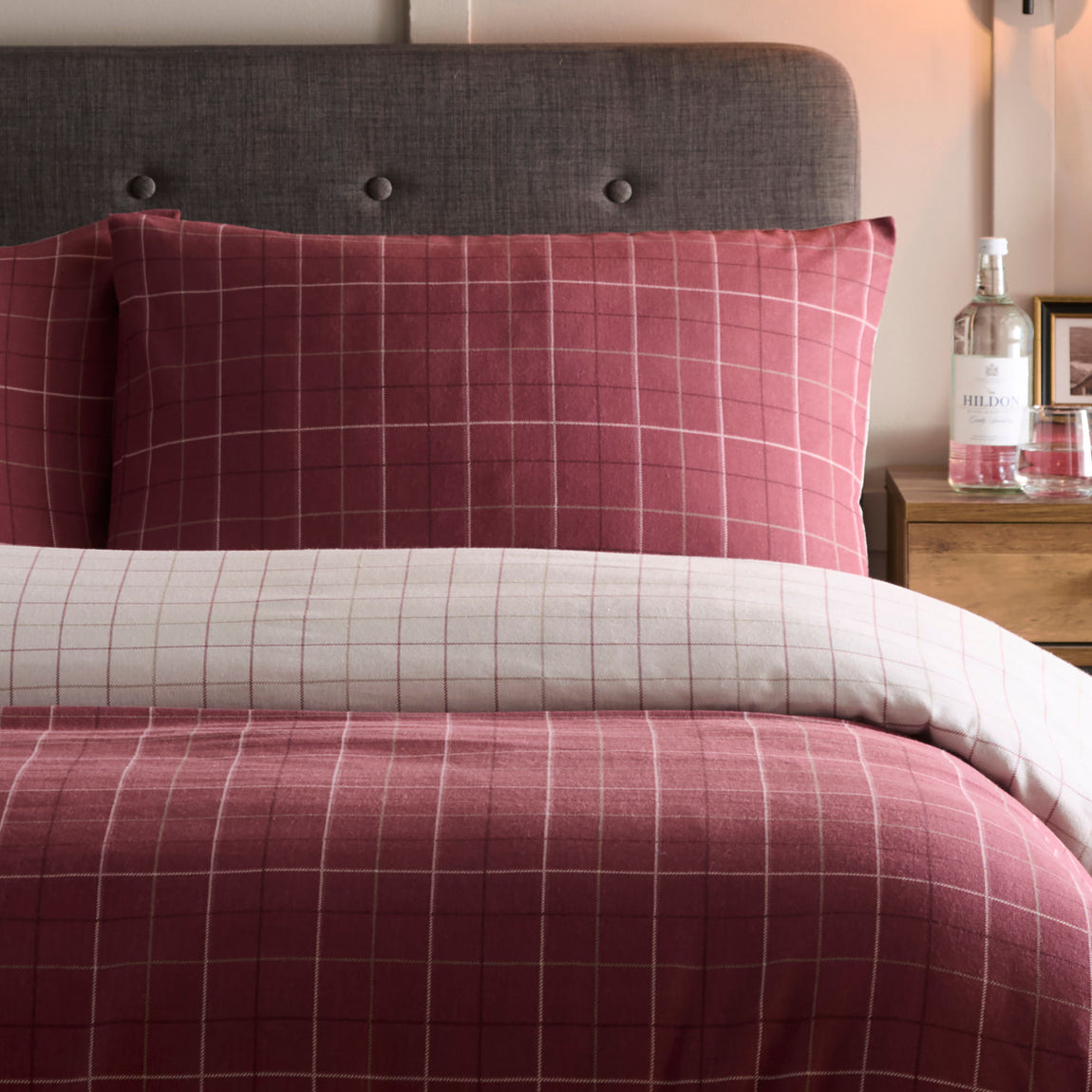 Dreams & Drapes Wynn Brushed Cotton Duvet Cover Bedding Set Burgundy