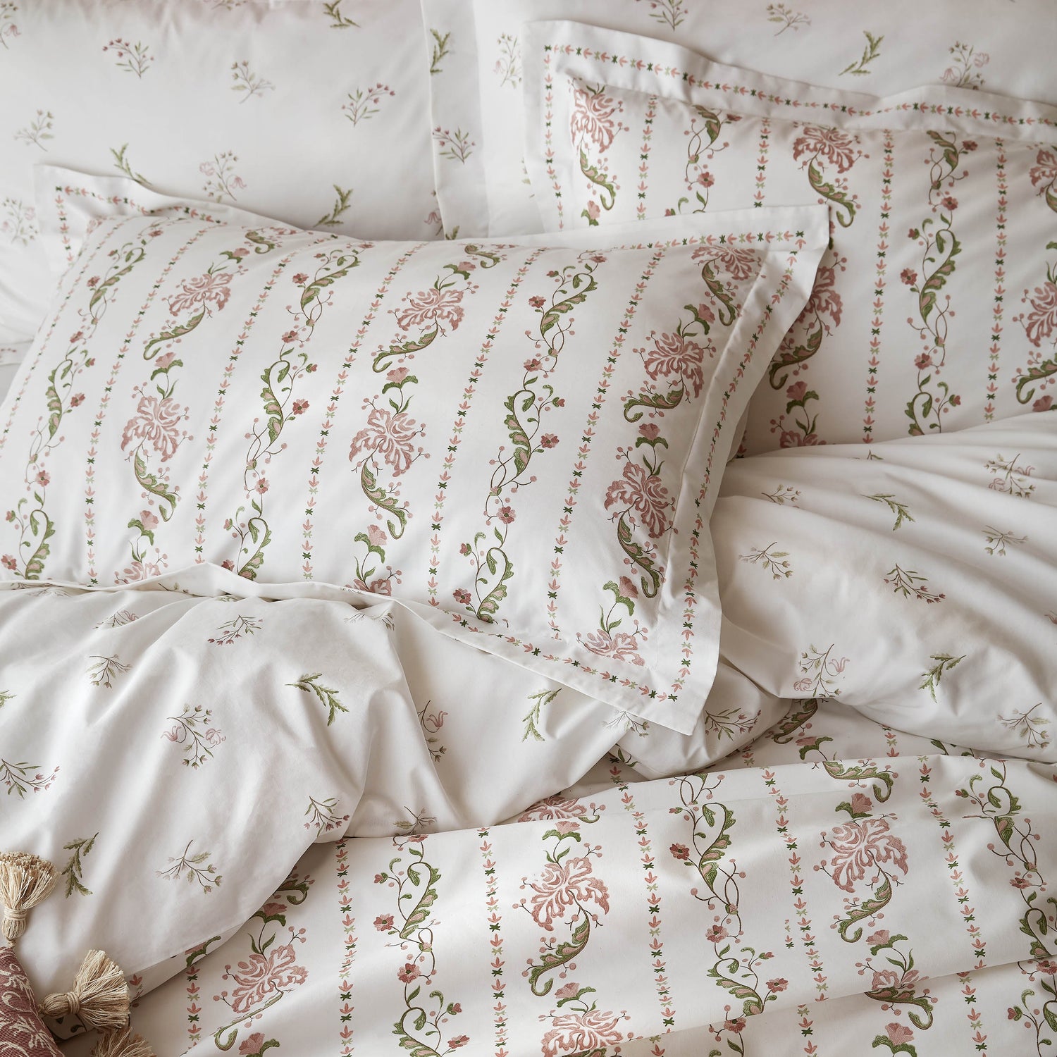 Historic Royal Palaces Waistcoat Stripe Pillowcase Oxford Clay Pink