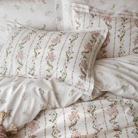 Historic Royal Palaces Waistcoat Stripe Pillowcase Oxford Clay Pink