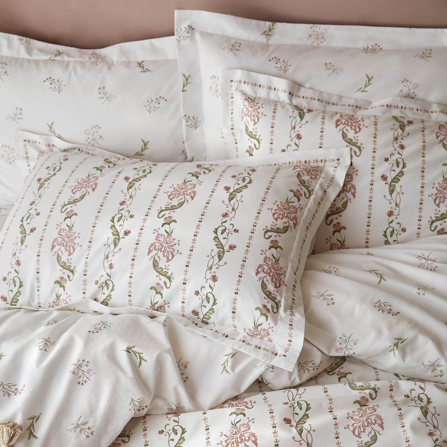 Historic Royal Palaces Waistcoat Stripe Duvet Cover Bedding Set Clay Pink