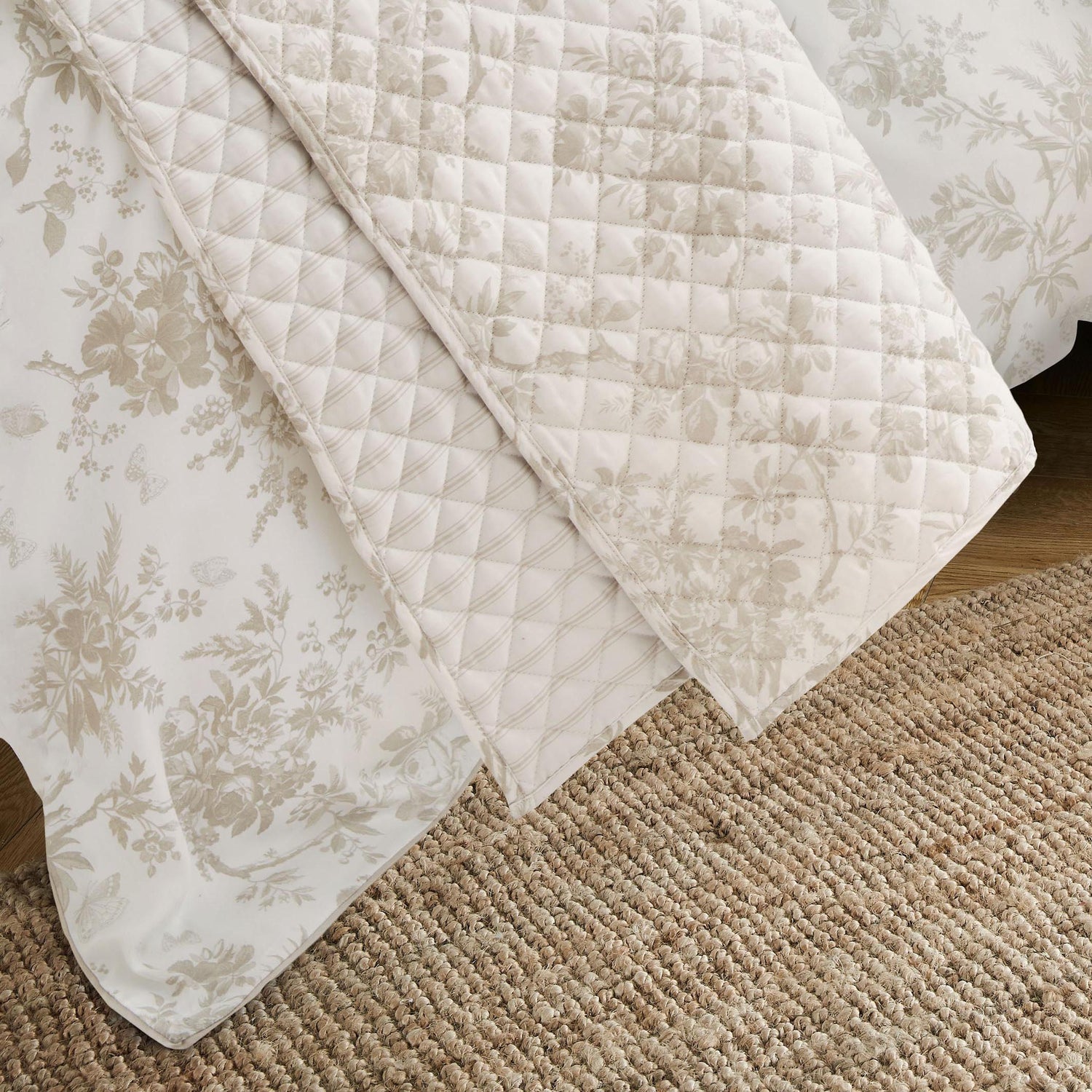 Laura Ashley Walled Garden 235cm x 235cm Bedspread Dove Grey