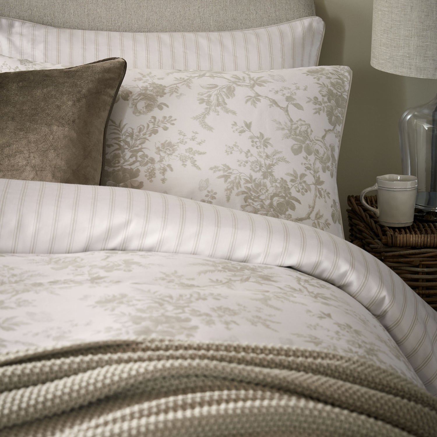 Laura Ashley Walled Garden Duvet Cover Bedding Set Dove Grey