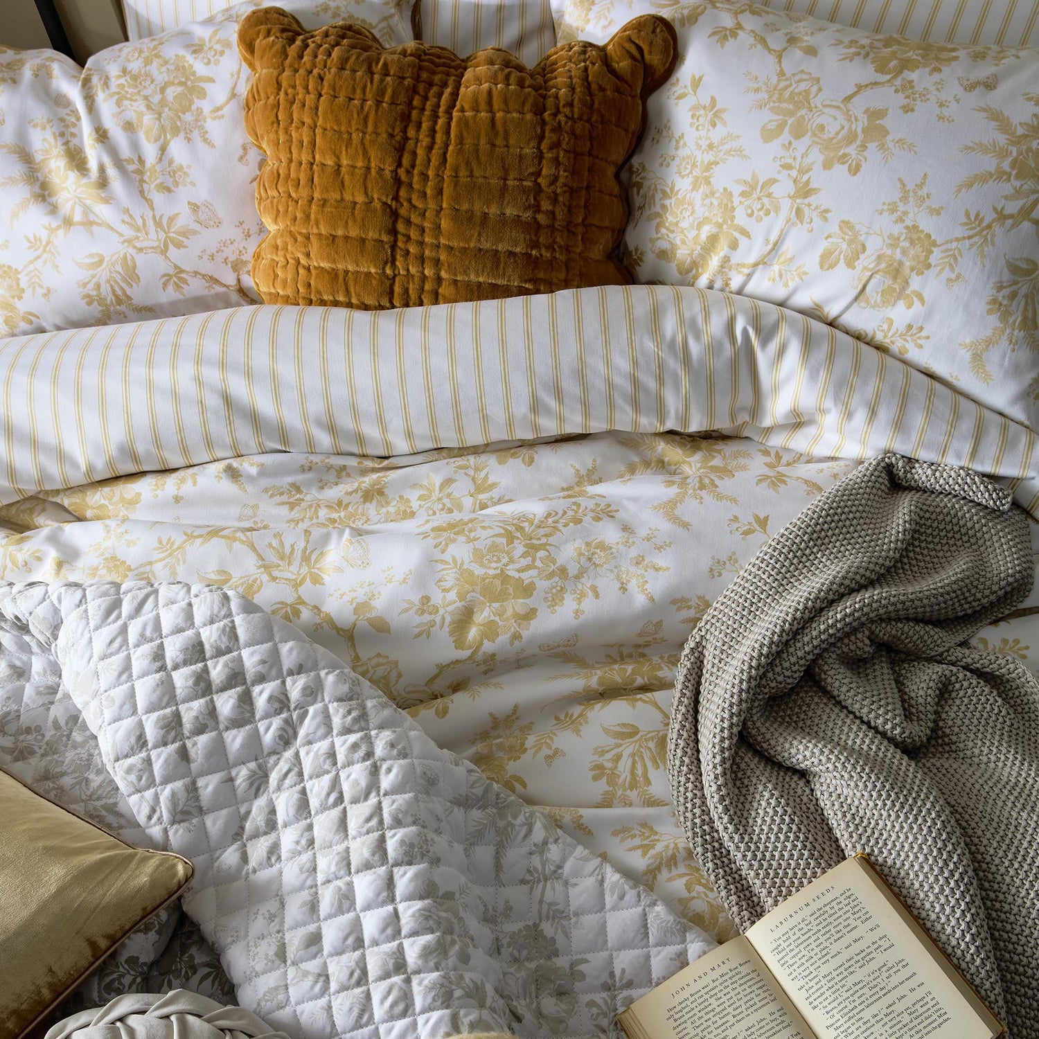 Laura Ashley Walled Garden Duvet Cover Bedding Set Ochre Yellow