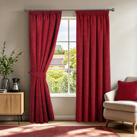 Sundour Washington Thermal Interlined Ready Made Pencil Pleat Curtains Wine