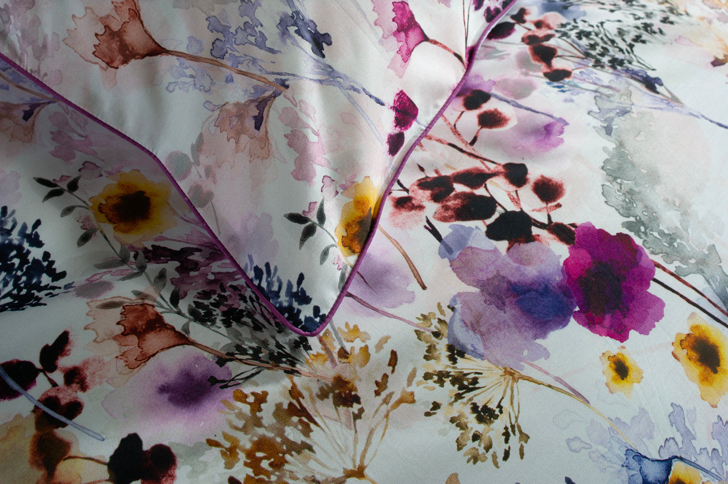 Watercolour Printed Duvet Cover Bedding Set Lilac