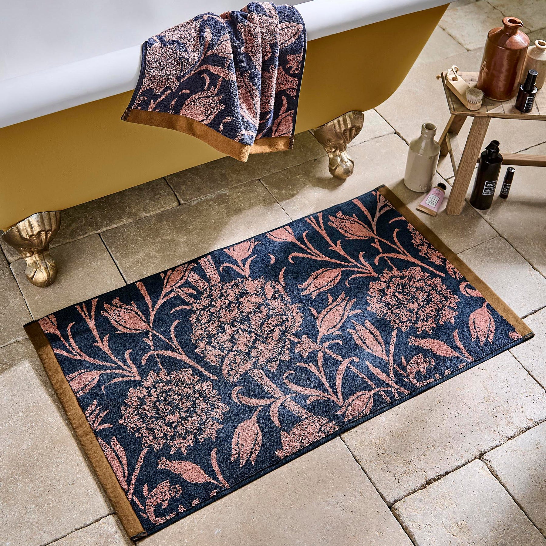 William Morris At Home Wild Tulip Bath Mat 50cm x 90cm Copper