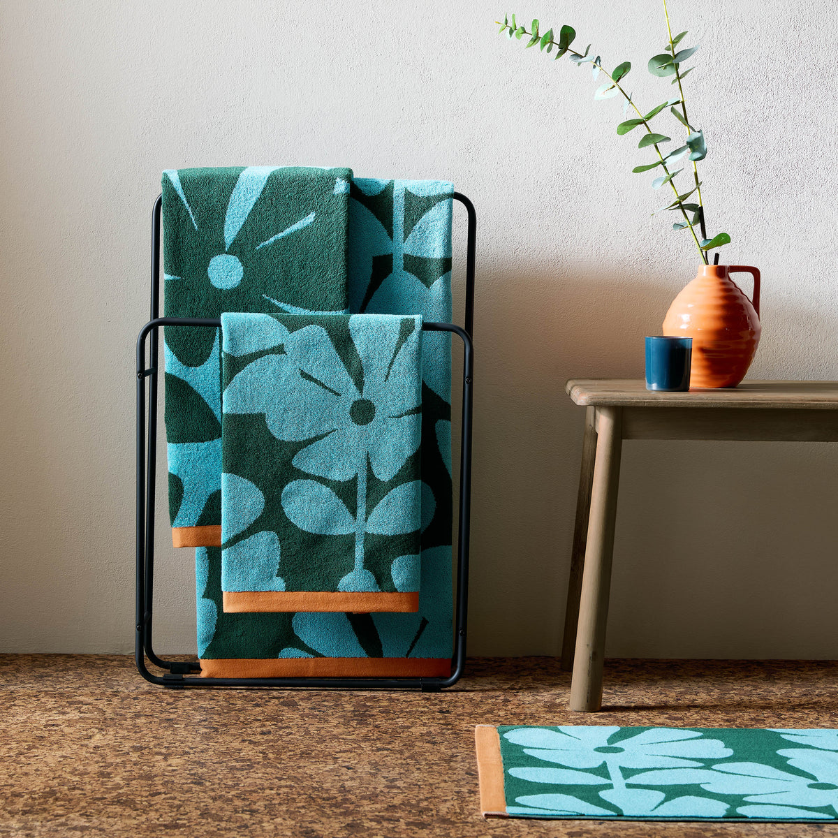 Orla Kiely Wildflower Towel Blue Lagoon