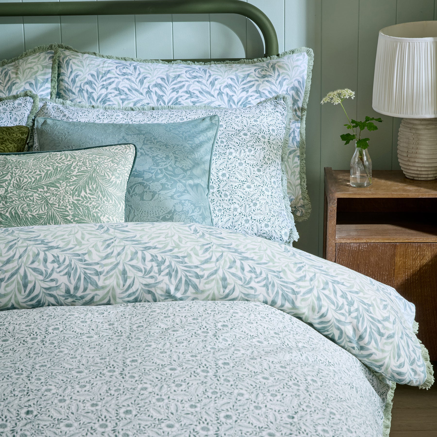 William Morris At Home Willow Bough Pair of Housewife Pillowcases Sage