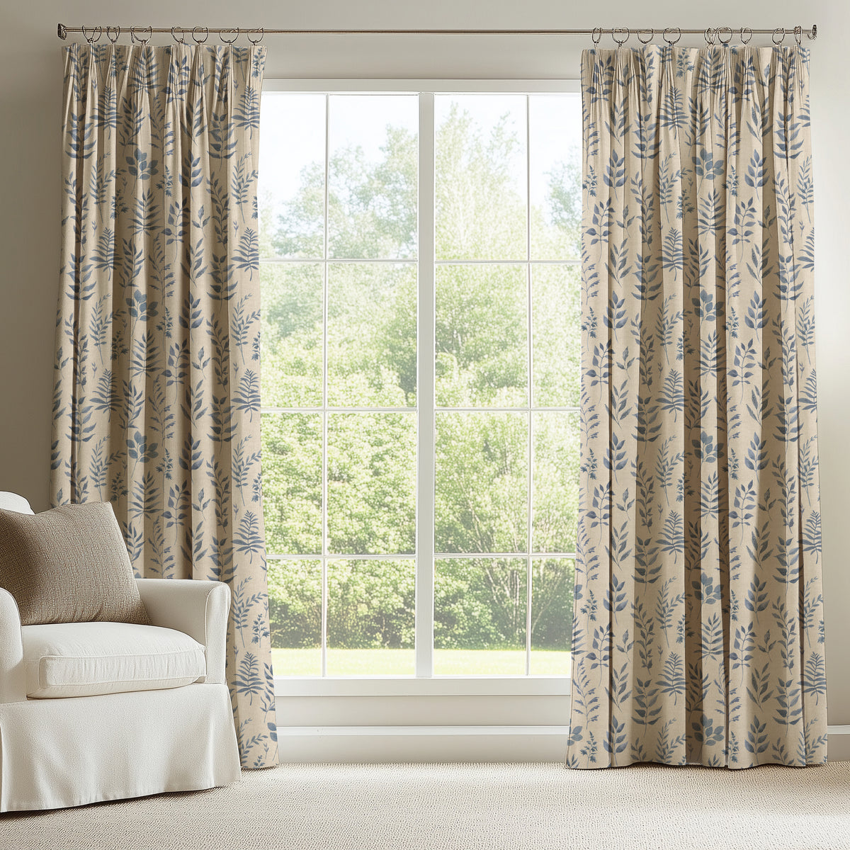 ANTE DECOR Willow Printed Cotton Fabric Delft