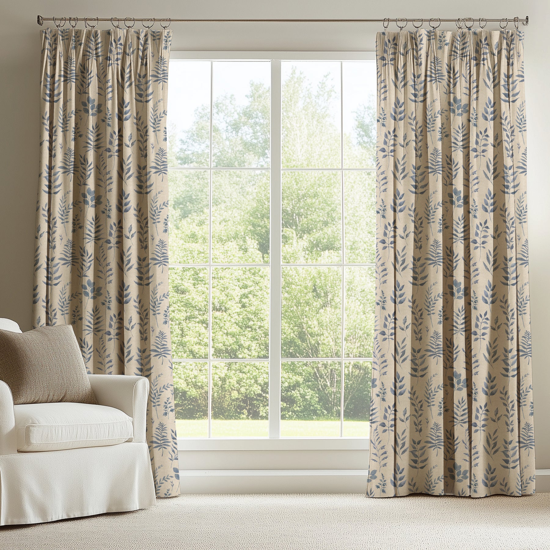 ANTE DECOR Willow Printed Cotton Fabric Delft