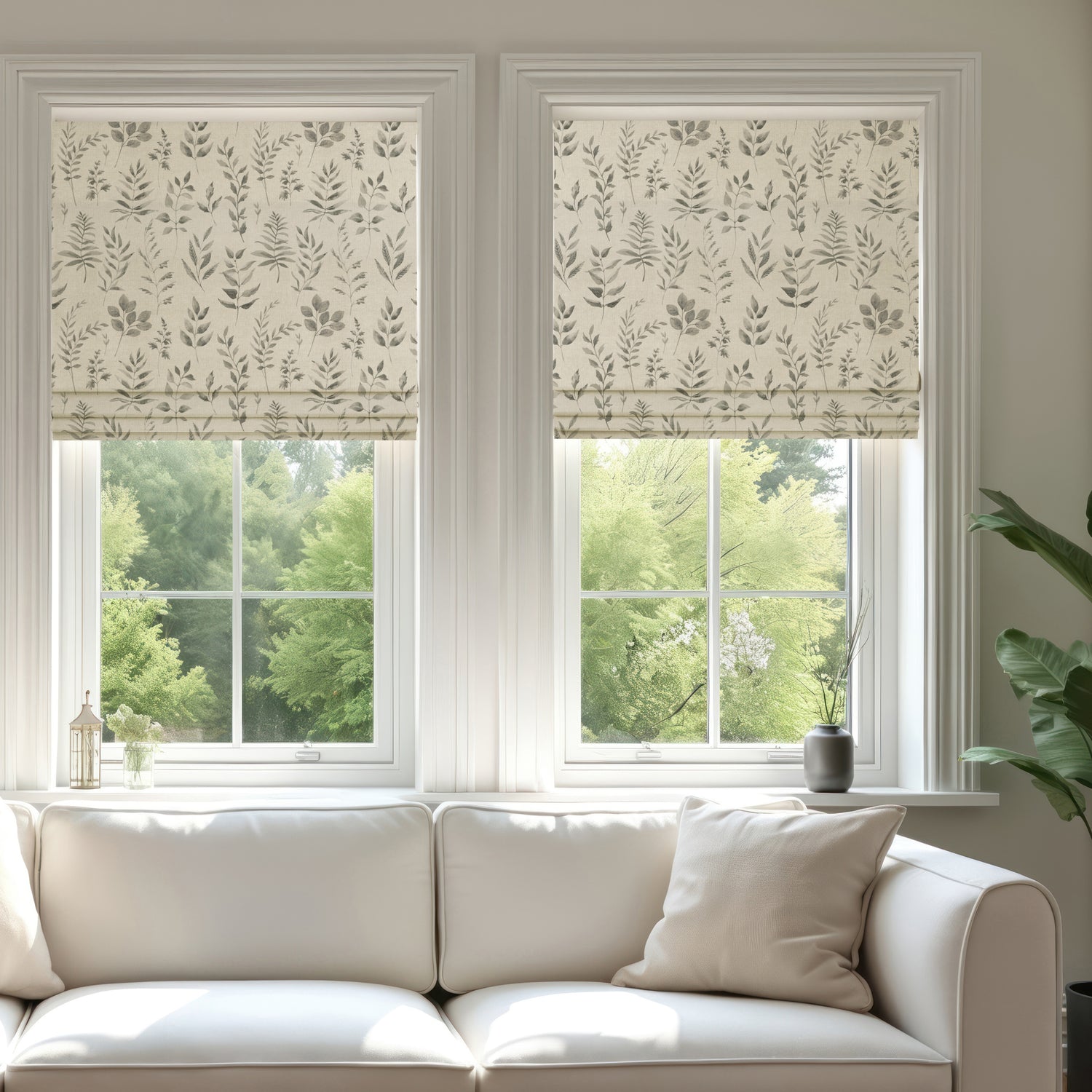 ANTE DECOR Willow Printed Cotton Fabric French Grey