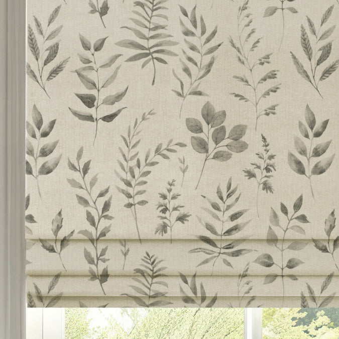 ANTE DECOR Willow Printed Cotton Made To Measure Roman Blind French Grey