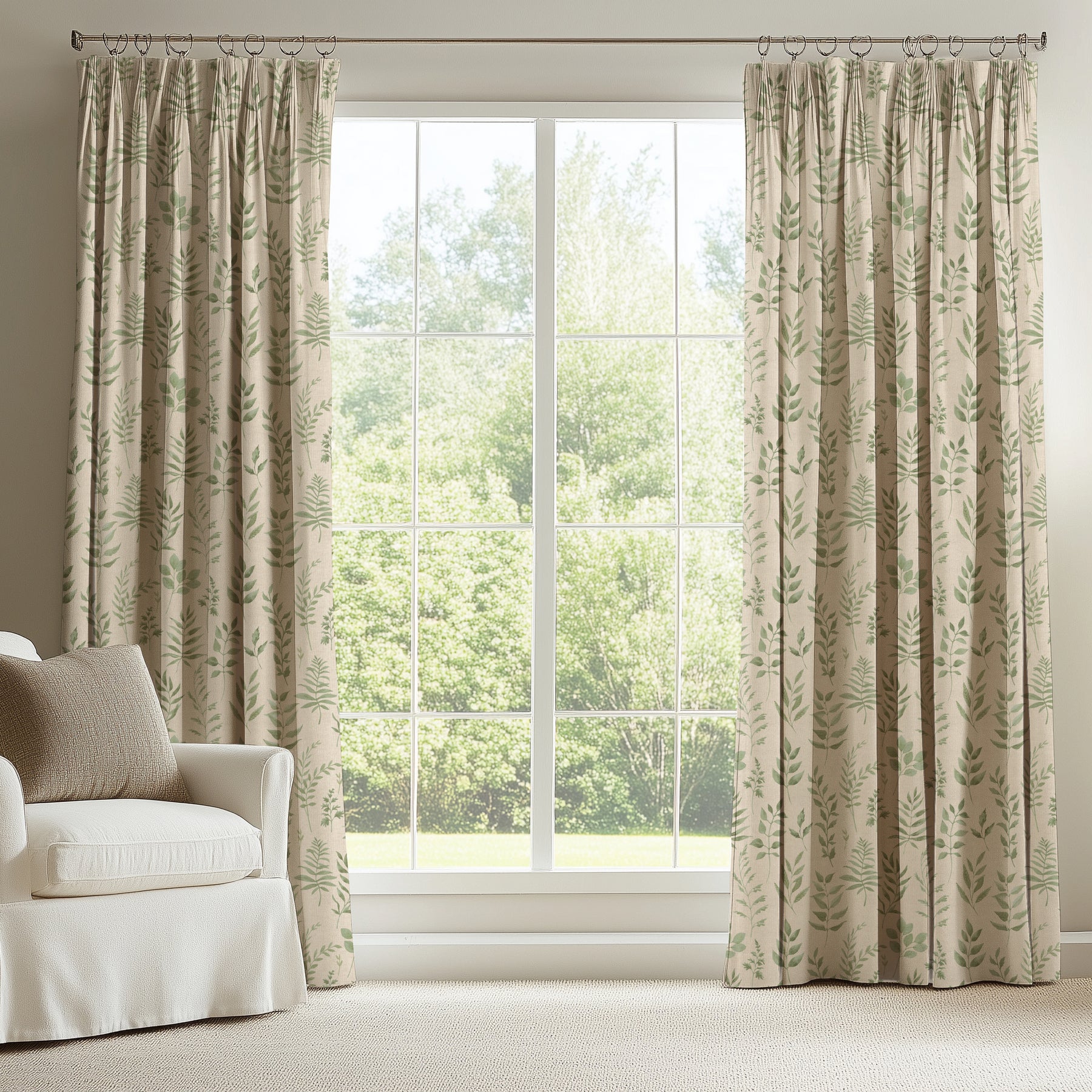 ANTE DECOR Willow Printed Cotton Fabric Green