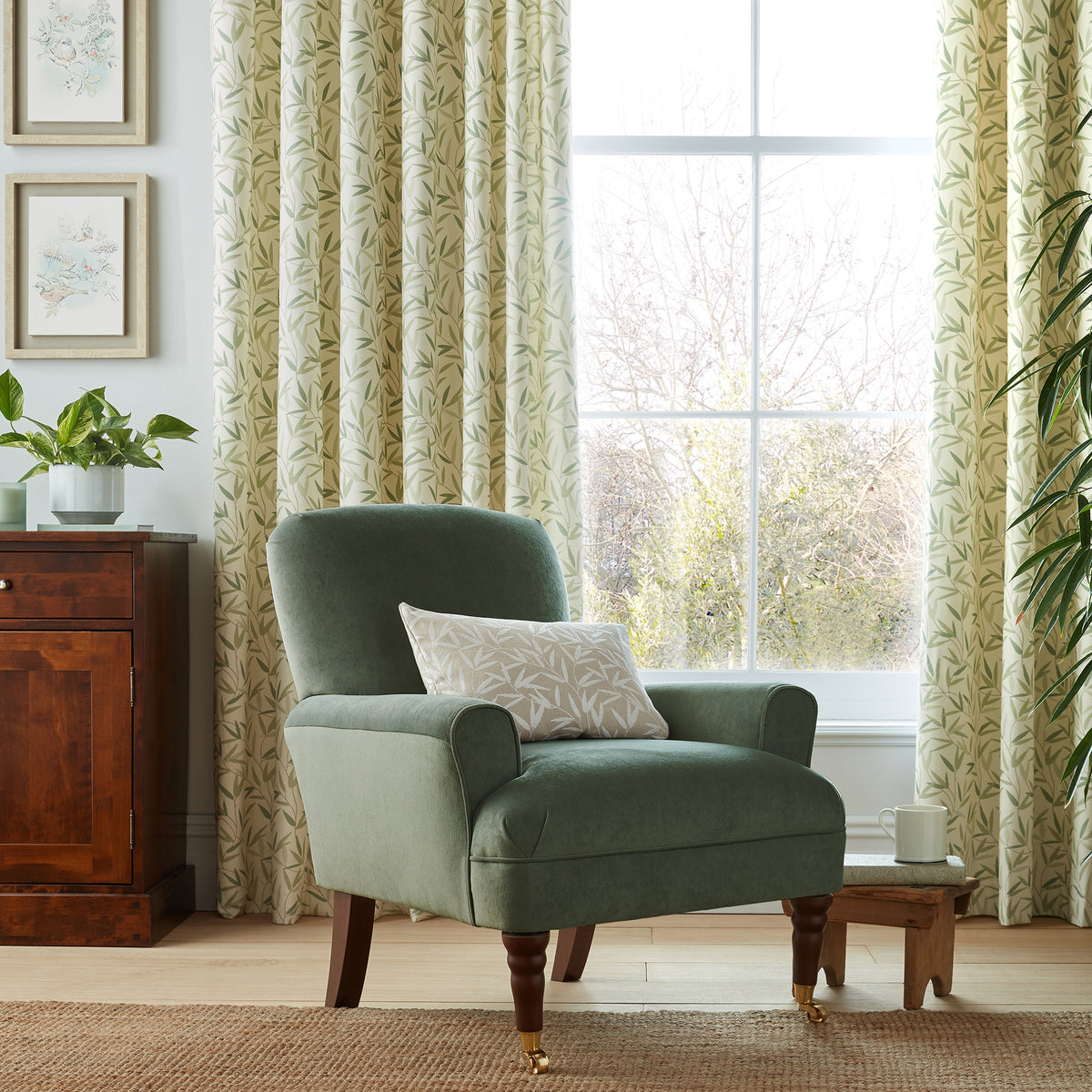 Laura Ashley Willow Leaf Fabric Hedgerow