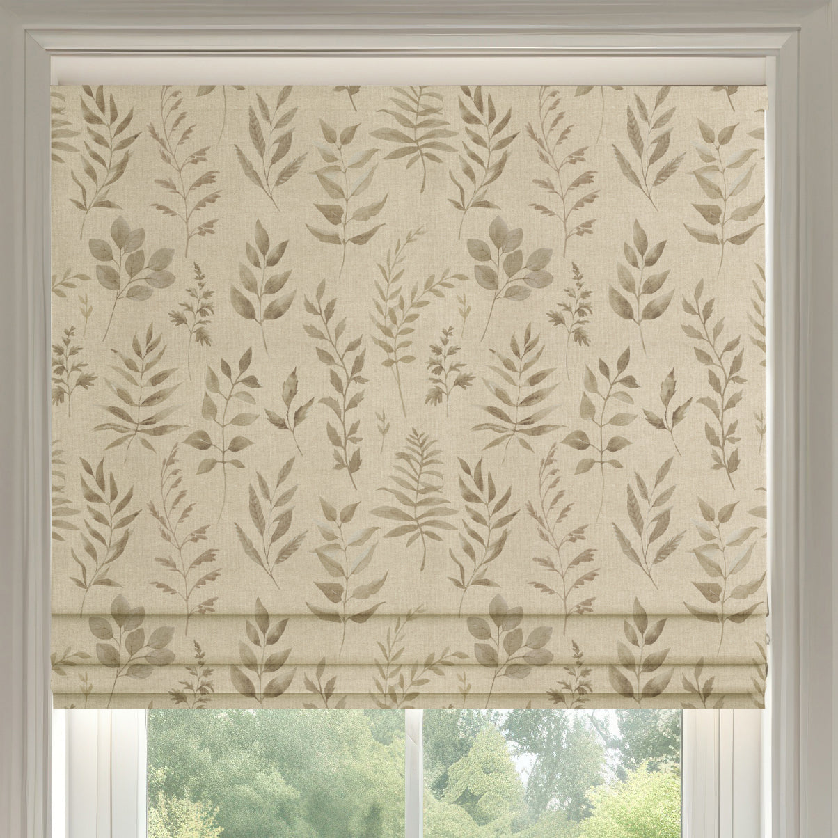 ANTE DECOR Willow Printed Cotton Made To Measure Roman Blind Natural