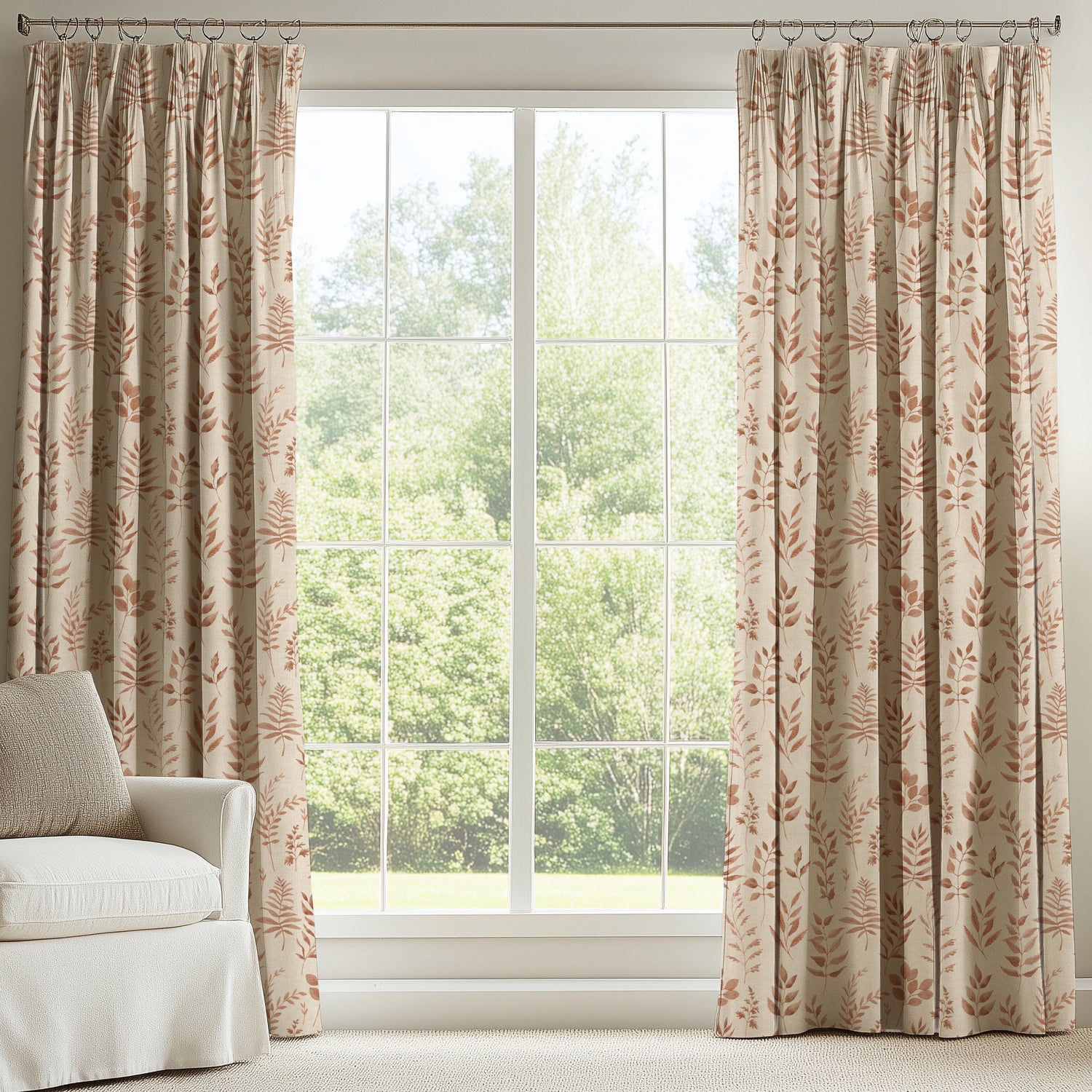 ANTE DECOR Willow Printed Cotton Made To Measure Curtains Spice