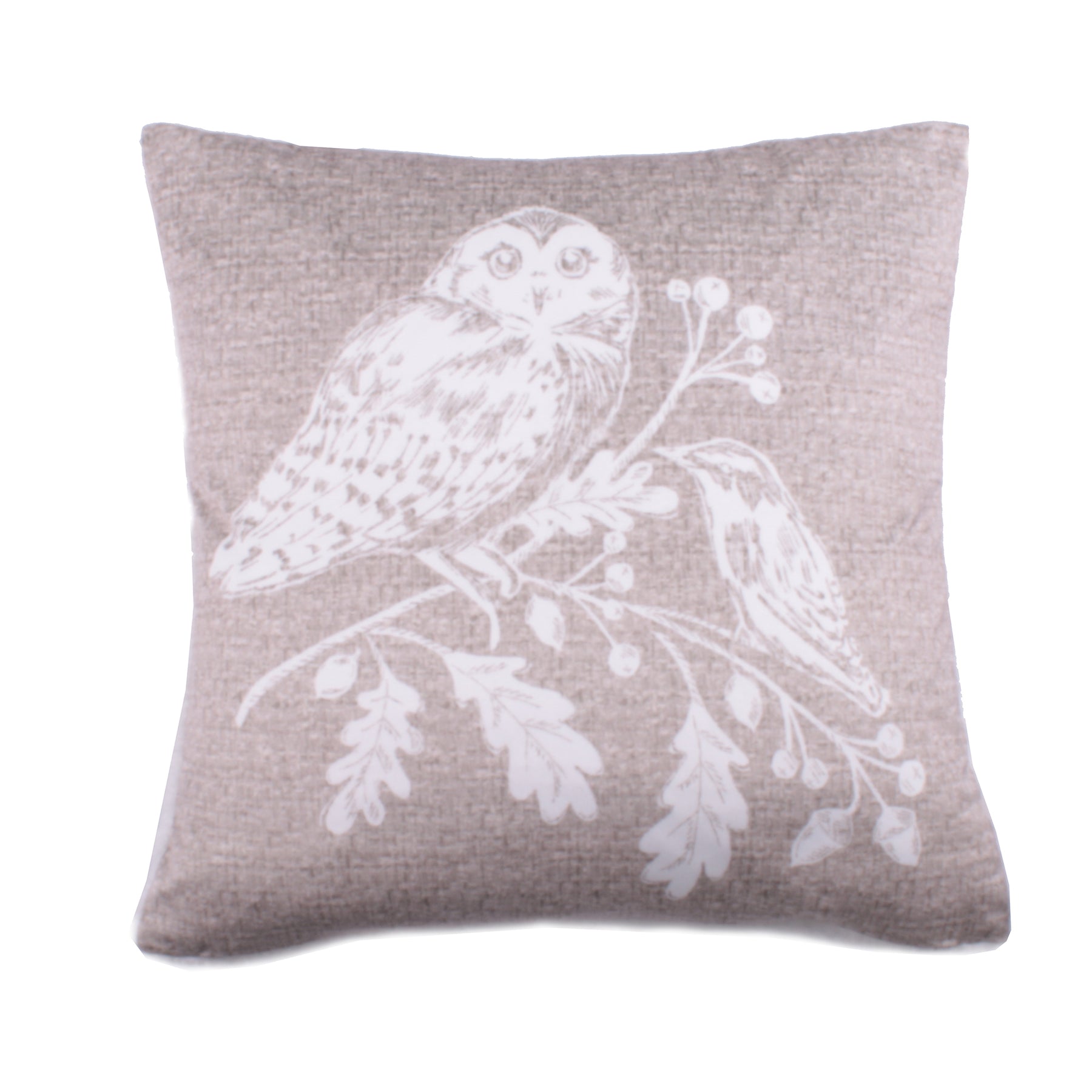 Woodland Owls 43cm x 43cm Filled Cushion Sage