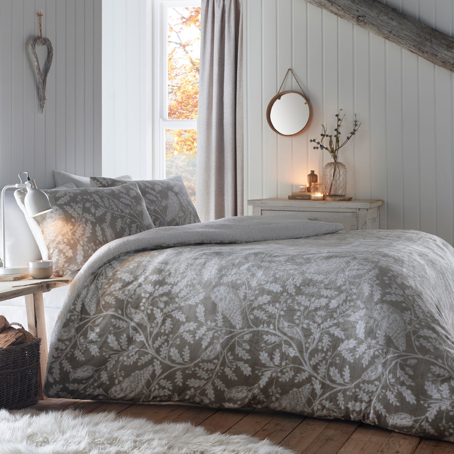 Dreams & Drapes Woodland Owls Duvet Cover Bedding Set Sage