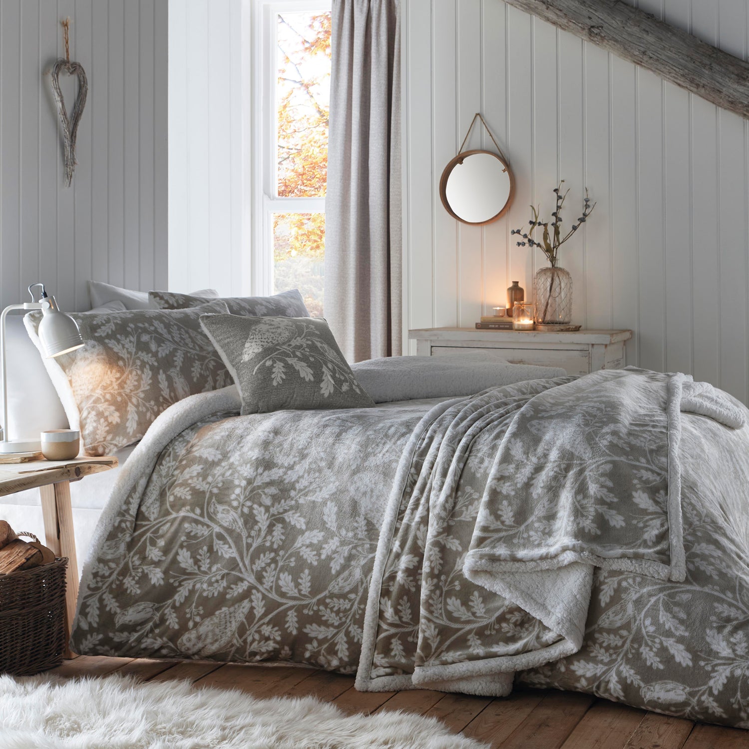 Dreams & Drapes Woodland Owls Duvet Cover Bedding Set Sage
