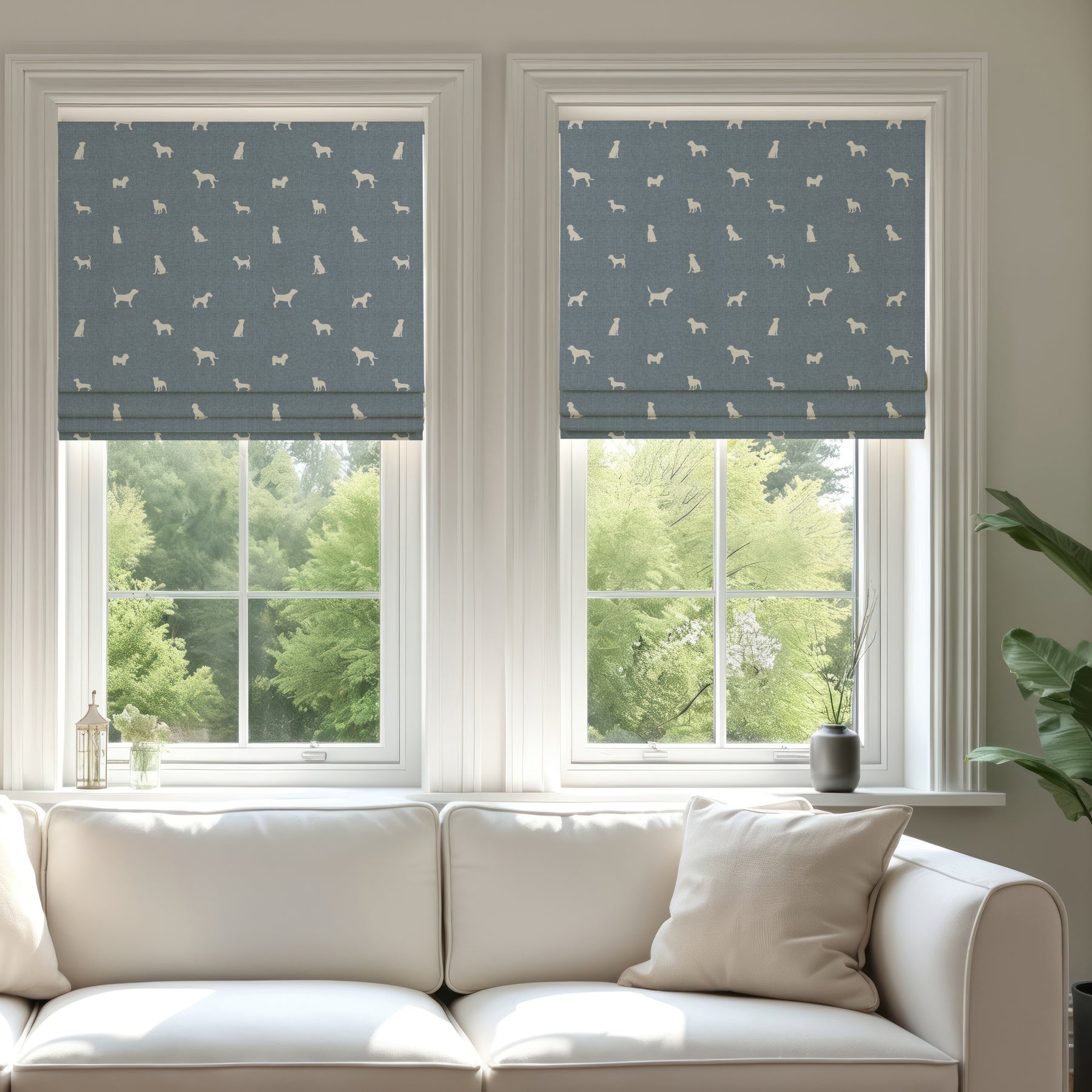 ANTE DECOR Woof Printed Cotton Made To Measure Roman Blind Blue
