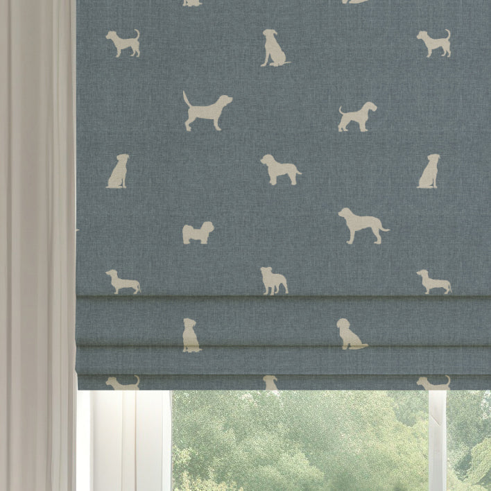 ANTE DECOR Woof Printed Cotton Made To Measure Roman Blind Blue