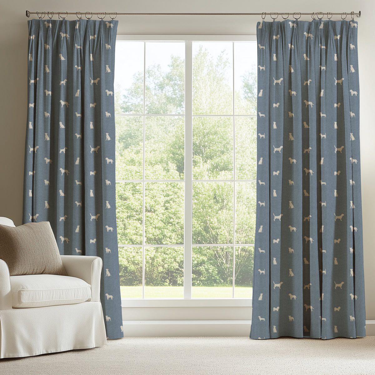 ANTE DECOR Woof Printed Cotton Fabric Blue