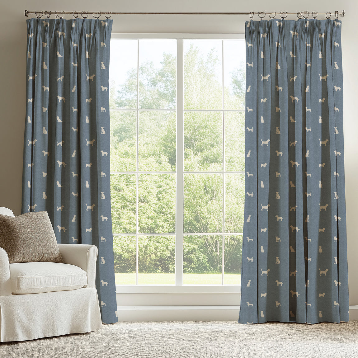 ANTE DECOR Woof Printed Cotton Fabric Blue