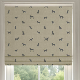 ANTE DECOR Woof Printed Cotton Made To Measure Roman Blind Linen Charcoal