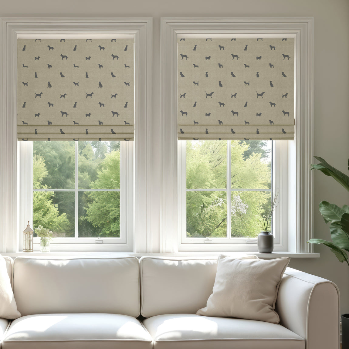 ANTE DECOR Woof Printed Cotton Made To Measure Roman Blind Linen Charcoal