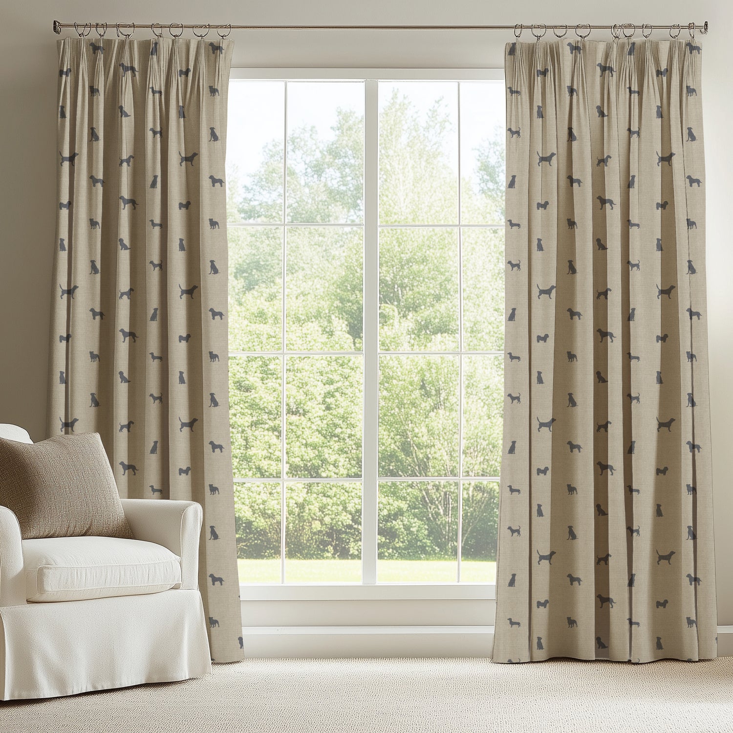 ANTE DECOR Woof Printed Cotton Fabric Linen Charcoal