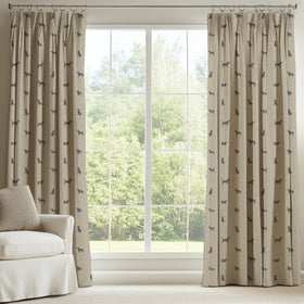 ANTE DECOR Woof Printed Cotton Made To Measure Curtains Linen Charcoal