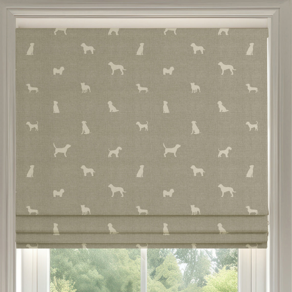 ANTE DECOR Woof Printed Cotton Made To Measure Roman Blind Beige Cream