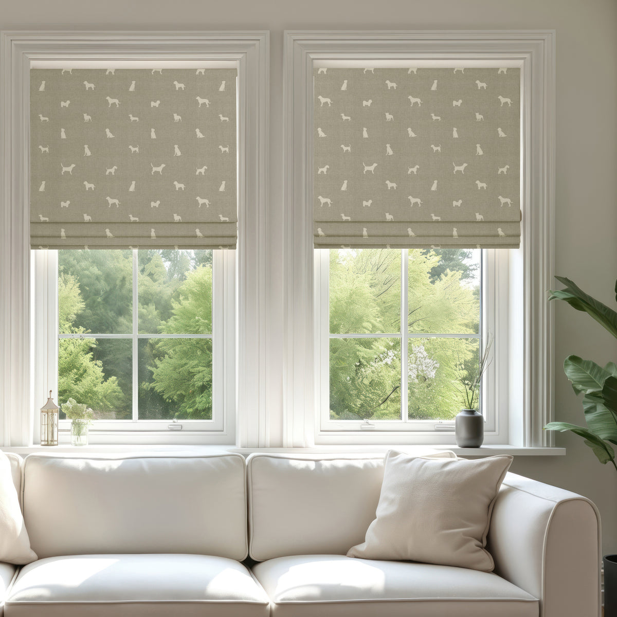 ANTE DECOR Woof Printed Cotton Made To Measure Roman Blind Beige Cream