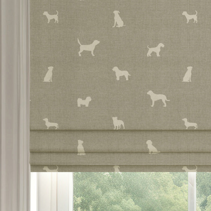 ANTE DECOR Woof Printed Cotton Made To Measure Roman Blind Beige Cream
