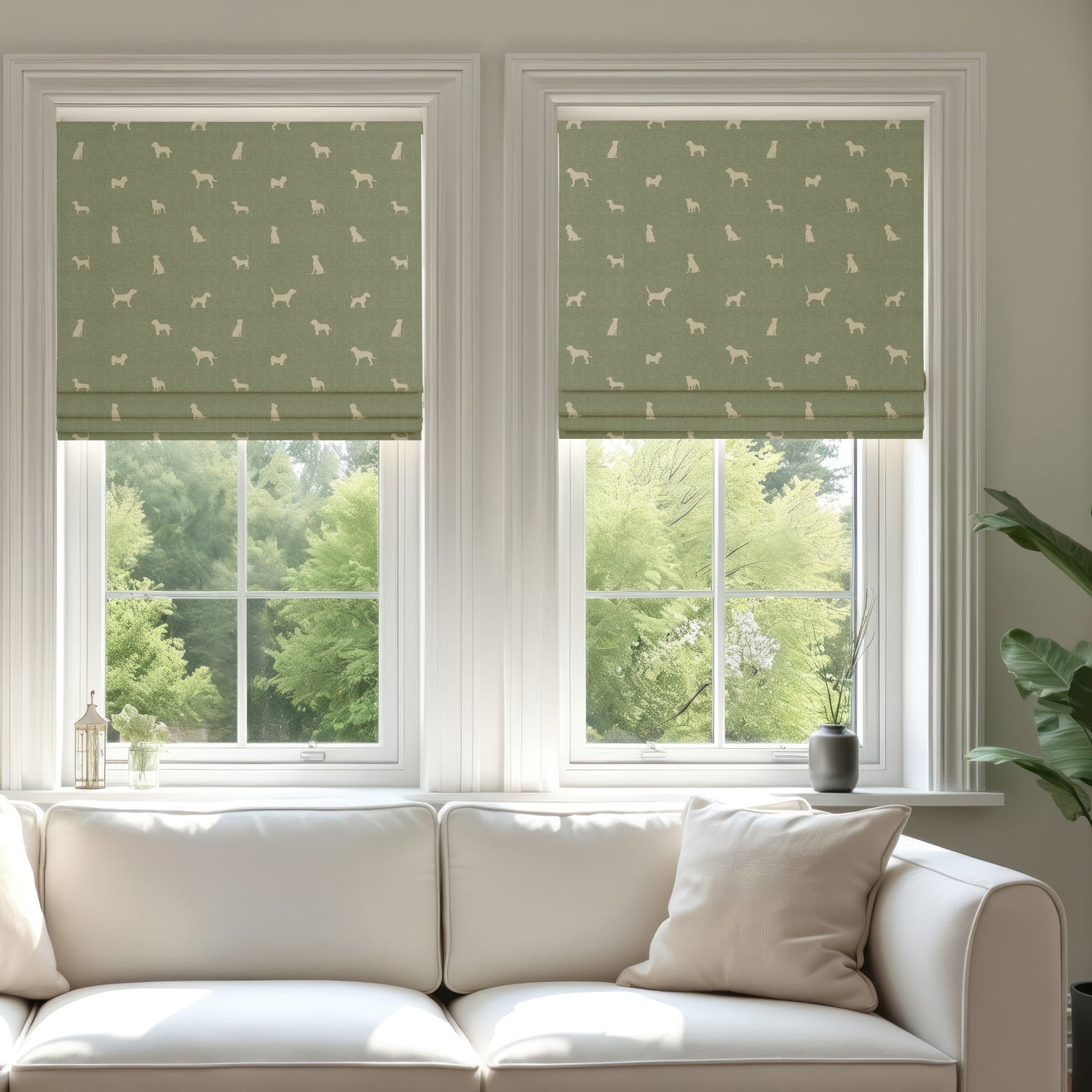 ANTE DECOR Woof Printed Cotton Made To Measure Roman Blind Sage