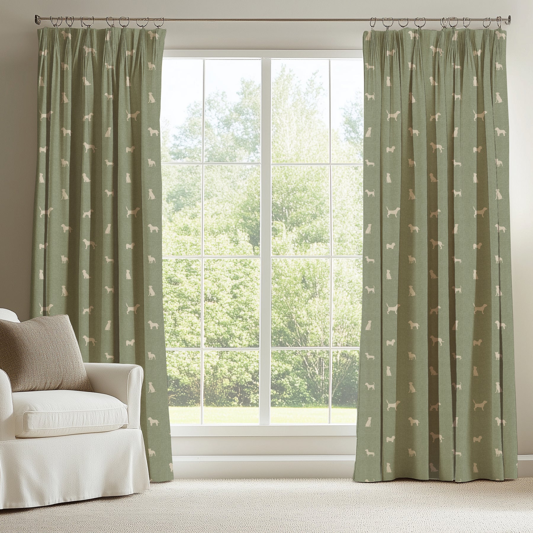 ANTE DECOR Woof Printed Cotton Fabric Sage