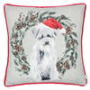 Evans Lichfield Christmas Dog Wreath Velvet Piped Filled Cushion 43cm x 43cm Multi