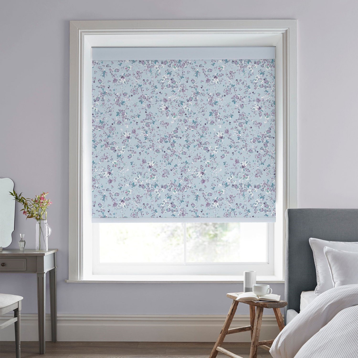 Laura Ashley Blossoms Translucent Made to Measure Roller Blind Blue