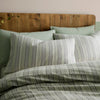 Appletree Yarn Dyed Woven Wide Stripe Duvet Cover Bedding Set Green
