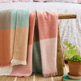 Laura Ashley Zoey Check 130cm x 170cm Throw Green Pink