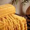 Catherine Lansfield Cosy Ribbed Faux Fur 130x170cm Throw Mustard
