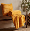 Catherine Lansfield Cosy Ribbed Faux Fur 130x170cm Throw Mustard