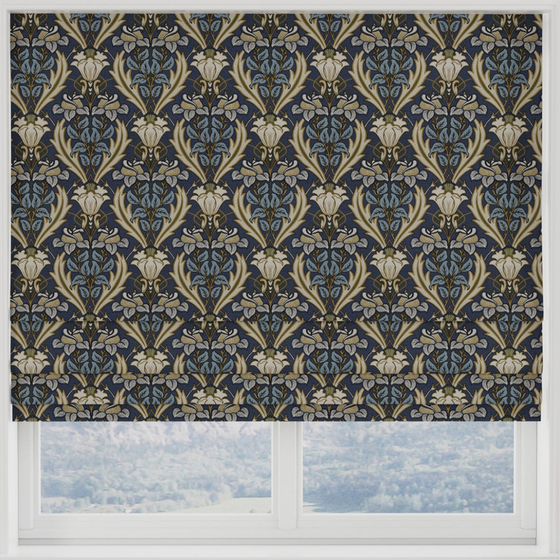 Acanthus Made to Measure Roman Blind Navy