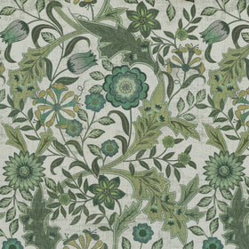 Linda Barker Home Agra Printed Cotton Fabric Emerald